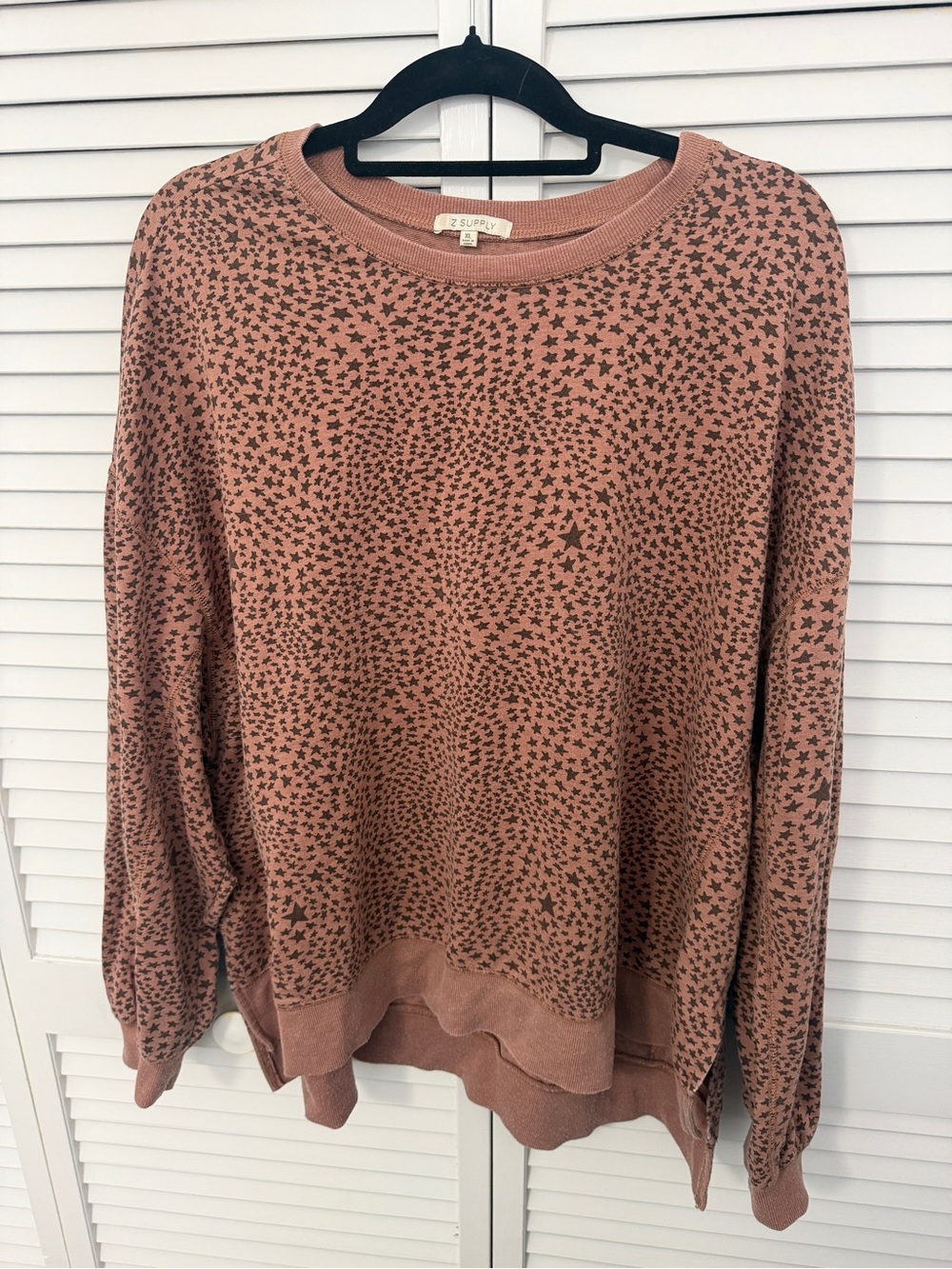 Z Supply Star-Pattern Pullover Dusty Rose Pink Size XL